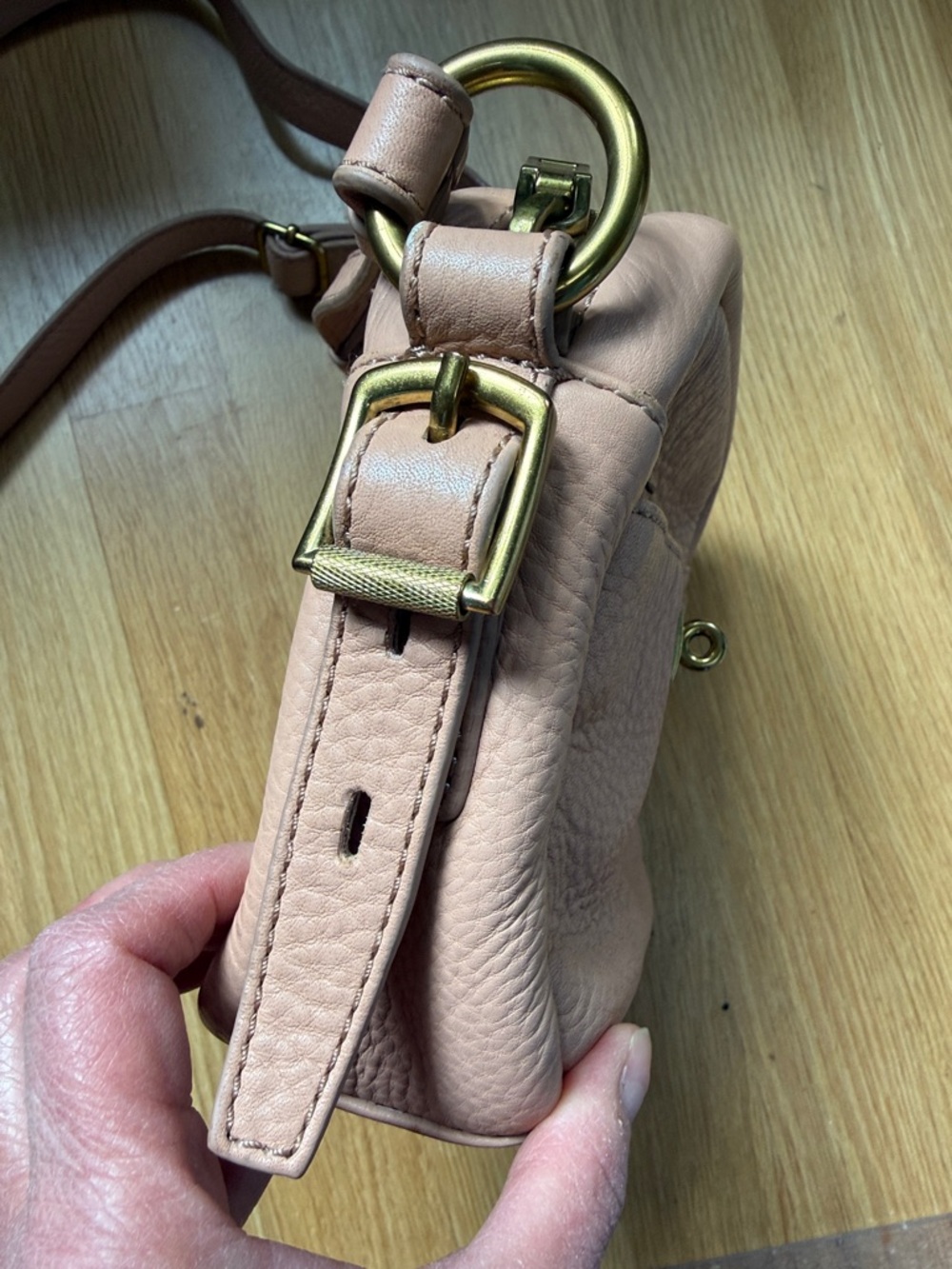 J. Crew Blush Pebbled Leather Crossbody with Gold Hardware - Picture 5 of 16